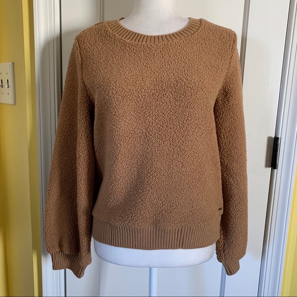Abercrombie & Fitch tan sherpa sweatshirt Small - Picture 4 of 13